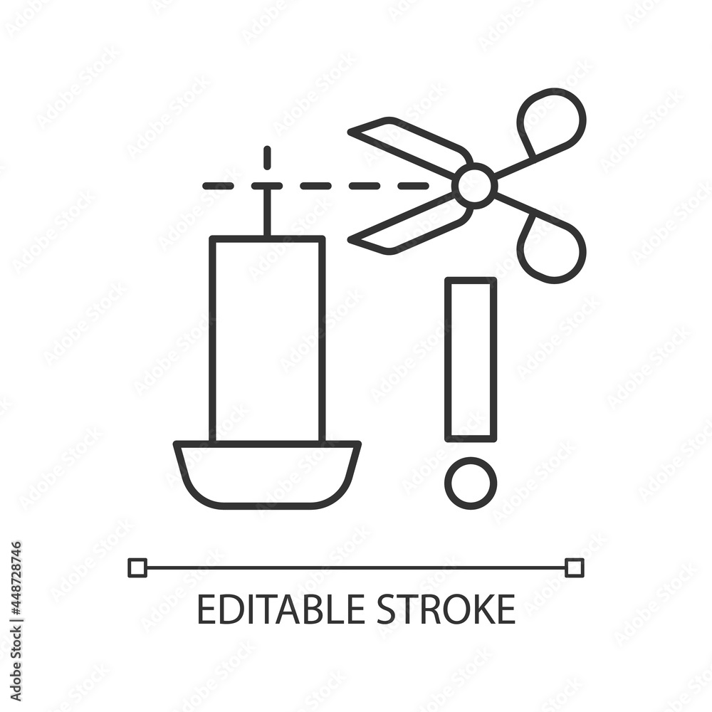 Trimming candle wick linear manual label icon. Prevent large flame
