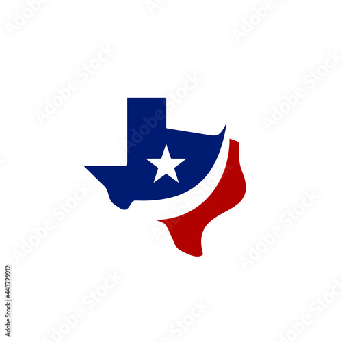Texas Map and Swoosh Symbol. Lone Star Logo Design. Vector Illustration.