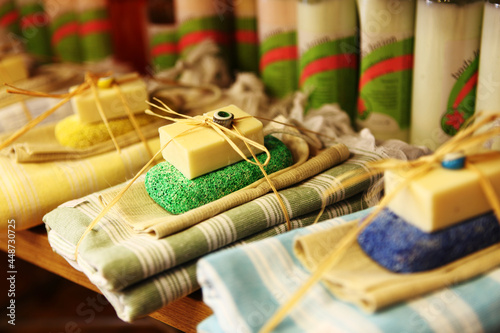 Photography Turkish Spa’s Natural Soap, Pumice stone and Cotton Bath Towel