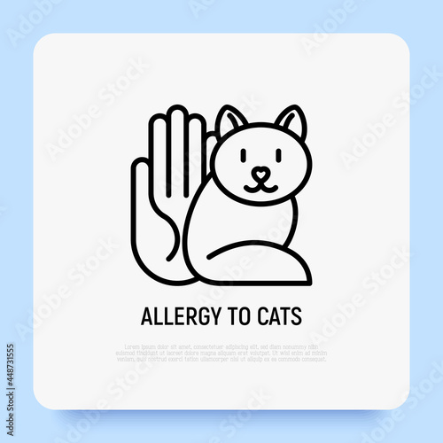 Allergy to cat thin line icon. Modern vector illustration.