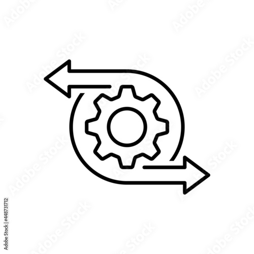 process management icon, optimization operation, fix strategy industry, transmission gear wheel, thin line web symbol on white background - editable stroke vector illustration eps10