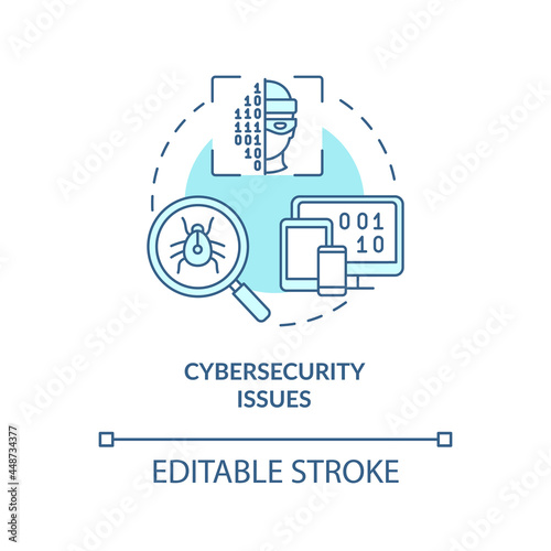 Cybersecurity issue blue concept icon. Problem with digital safety. Data protection. Startup company abstract idea thin line illustration. Vector isolated outline color drawing. Editable stroke