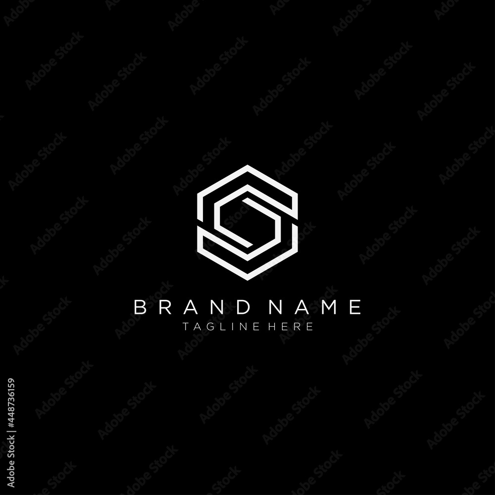 Initial letter SC hexagon logo, monogram line art style design template. Black background. Initial letter SC hexagon logo, monogram line art style design template. Black background.