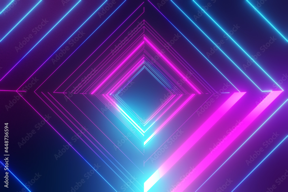 3D rendering background. Dark future background and square tube wireframe with blue light reflection. showcase for products backdrop 3D rendering background. Dark future background and square tube wireframe with blue light reflection. showcase for products backdrop
