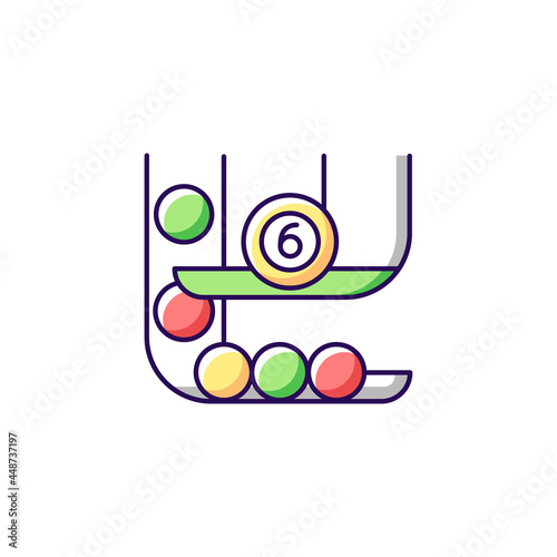 Powerball RGB color icon. Two-drum lottery game. Randomly picking winning numbers. Game with million-dollar jackpot chance. Red, white balls. Isolated vector illustration. Simple filled line drawing photo