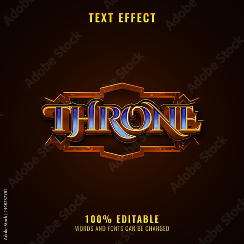 fantasy golden diamond medieval rpg game logo text effect with frame border