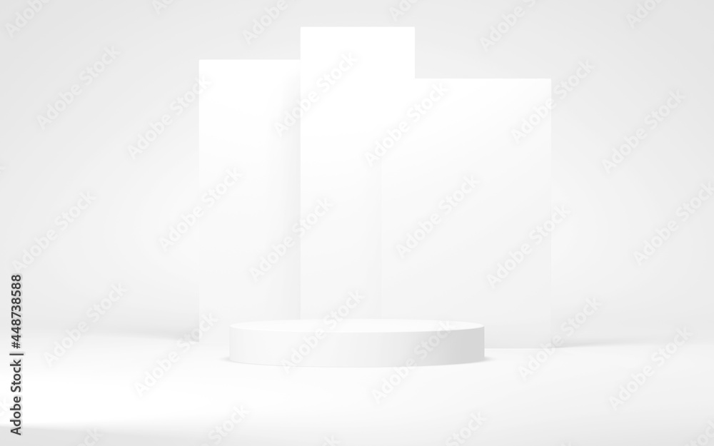 Fototapeta premium Podium abstract background. Geometric shape.white colors scene. Minimal 3d rendering. Scene with geometrical background. 3d render