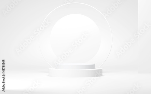 Podium abstract background. Geometric shape.white colors scene. Minimal 3d rendering. Scene with geometrical background. 3d render