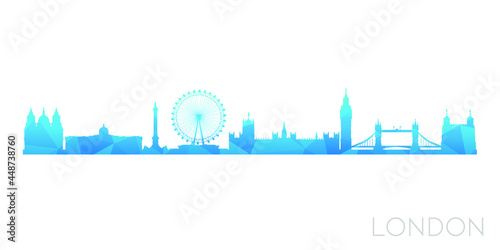 London, UK Low Poly Skyline Clip Art City Design. Geometric Polygon Graphic Horizon Icon. Vector Illustration Symbol.