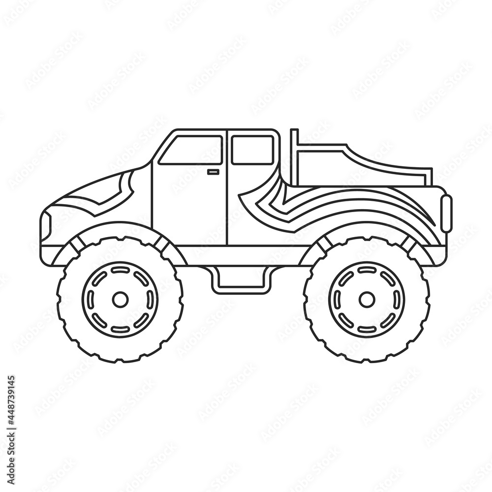 Monster truck vector icon.Outline vector icon isolated on white background monster truck.