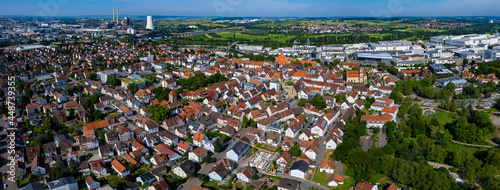 Aerial view around the city Neckarsulm in Germany on a sunny spring morning. photo