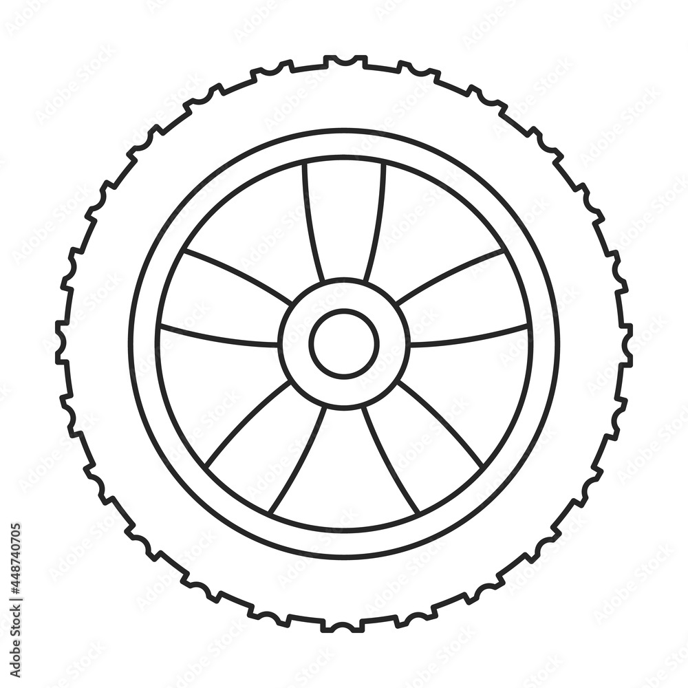 Wheel car vector icon.Outline vector icon isolated on white background wheel car.