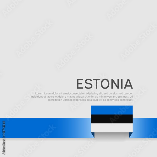 Estonia flag background. State estonian patriotic banner, cover. Ribbon color flag of estonia on a white background. National poster. Vector tricolor flat design