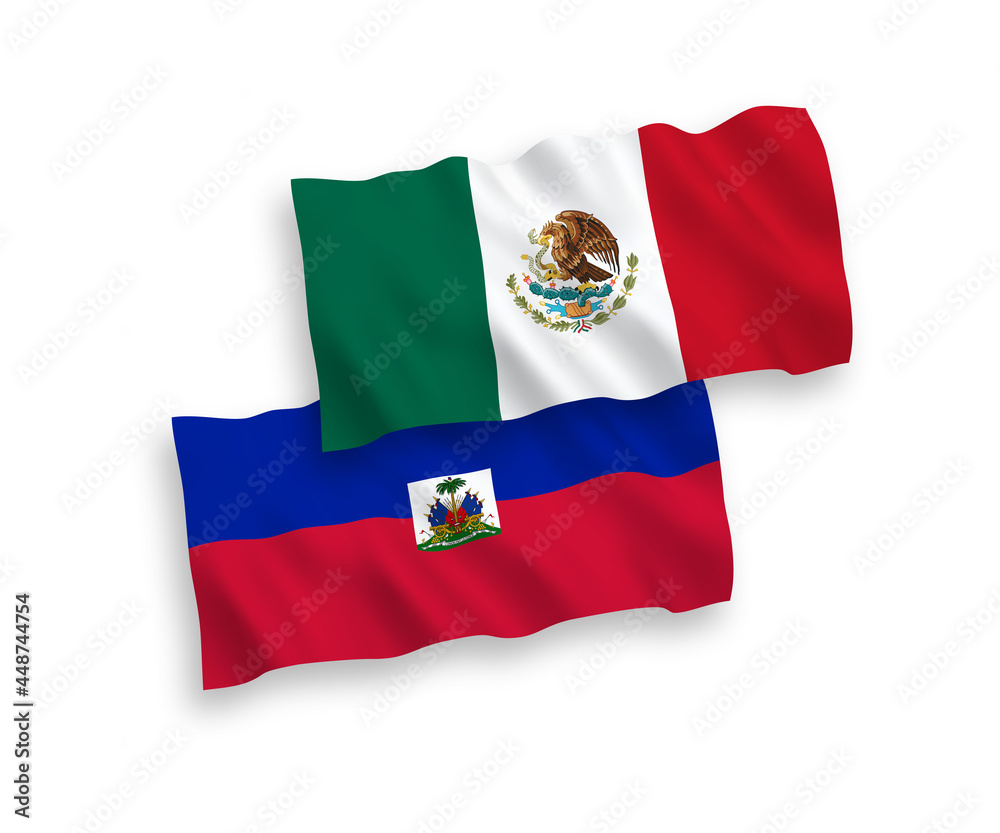Flags of Mexico and Republic of Haiti on a white background