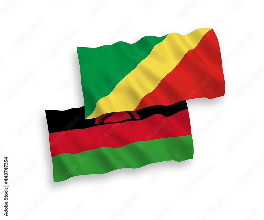 Naklejka premium Flags of Malawi and Republic of the Congo on a white background