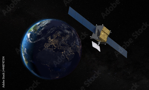 New Telecommunications Satellite Orbiting Earth - NASA Map
