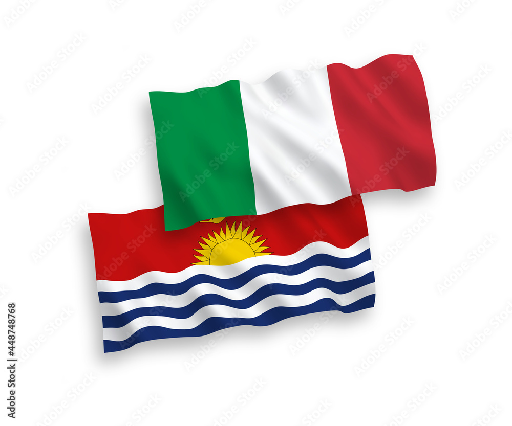 Flags of Italy and Republic of Kiribati on a white background Flags of Italy and Republic of Kiribati on a white background