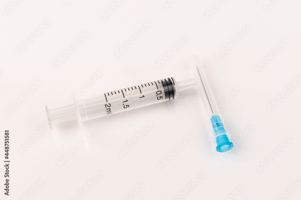 Medical plastic disposable syringe with needle. Applicable for vaccination. Medical plastic disposable syringe with needle. Applicable for vaccination.