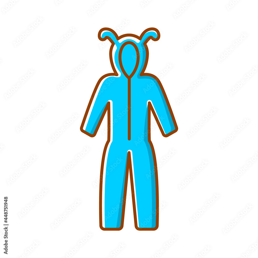 Funny blue jumpsuit flat icon. Homewear and sleepwear. Color filled symbol. Isolated vector illustration Funny blue jumpsuit flat icon. Homewear and sleepwear. Color filled symbol. Isolated vector illustration