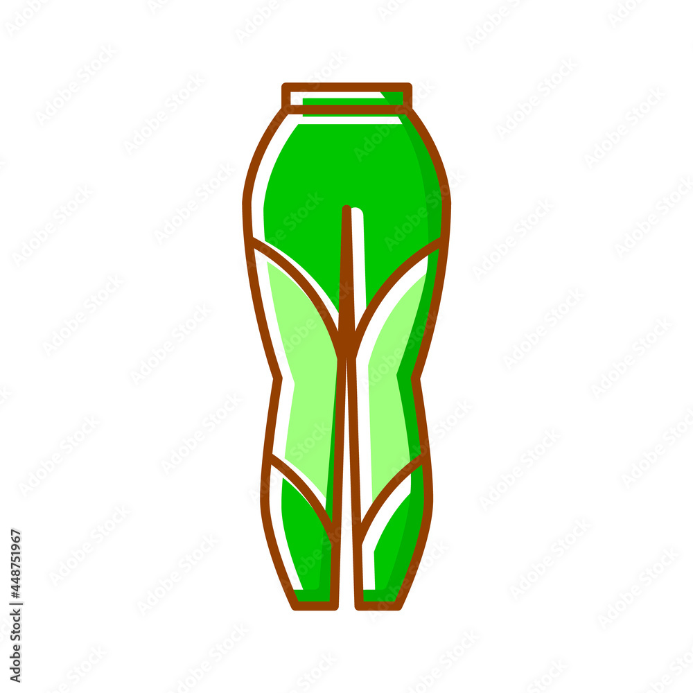 Stretching leggings flat icon. Homewear and sleepwear. Color filled symbol. Isolated vector illustration Stretching leggings flat icon. Homewear and sleepwear. Color filled symbol. Isolated vector illustration