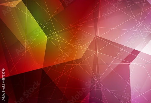 Dark Green, Red vector background with triangles.
