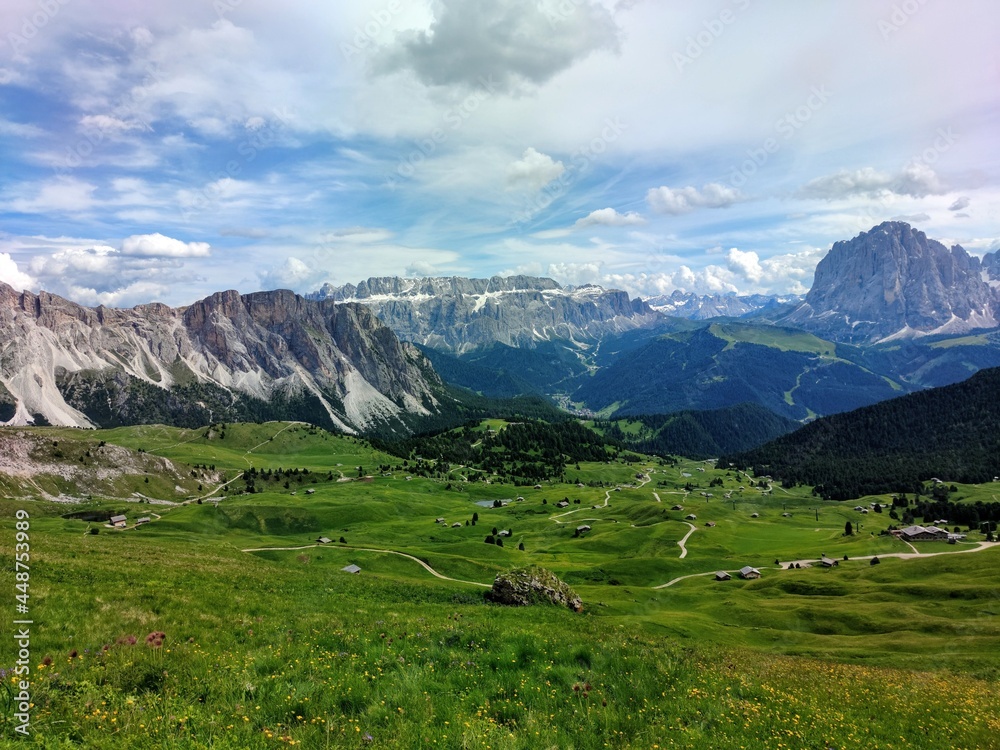 landscape in the mountains, Seceda, The Dolomites, Italy