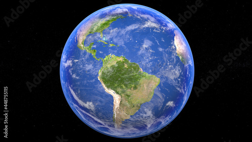 Realistic and detailed Earth and Stars, South America
