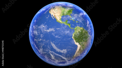 Realistic and detailed Earth, North America and South America