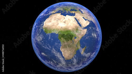 Realistic and detailed Earth and Stars, Africa and Europe