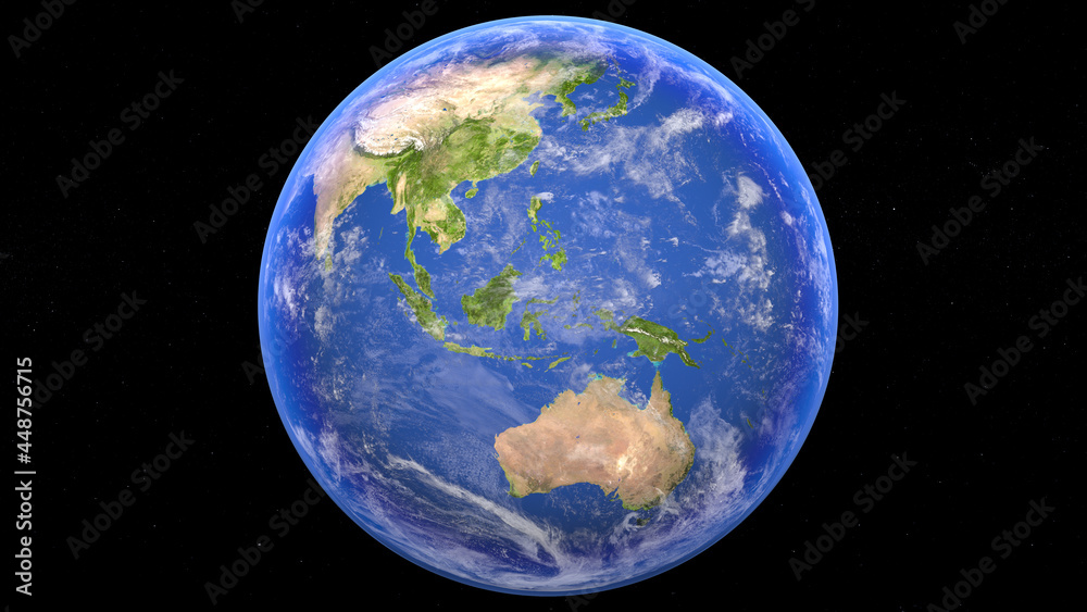 Obraz premium Realistic and detailed Earth and Stars, Australia and Oceania