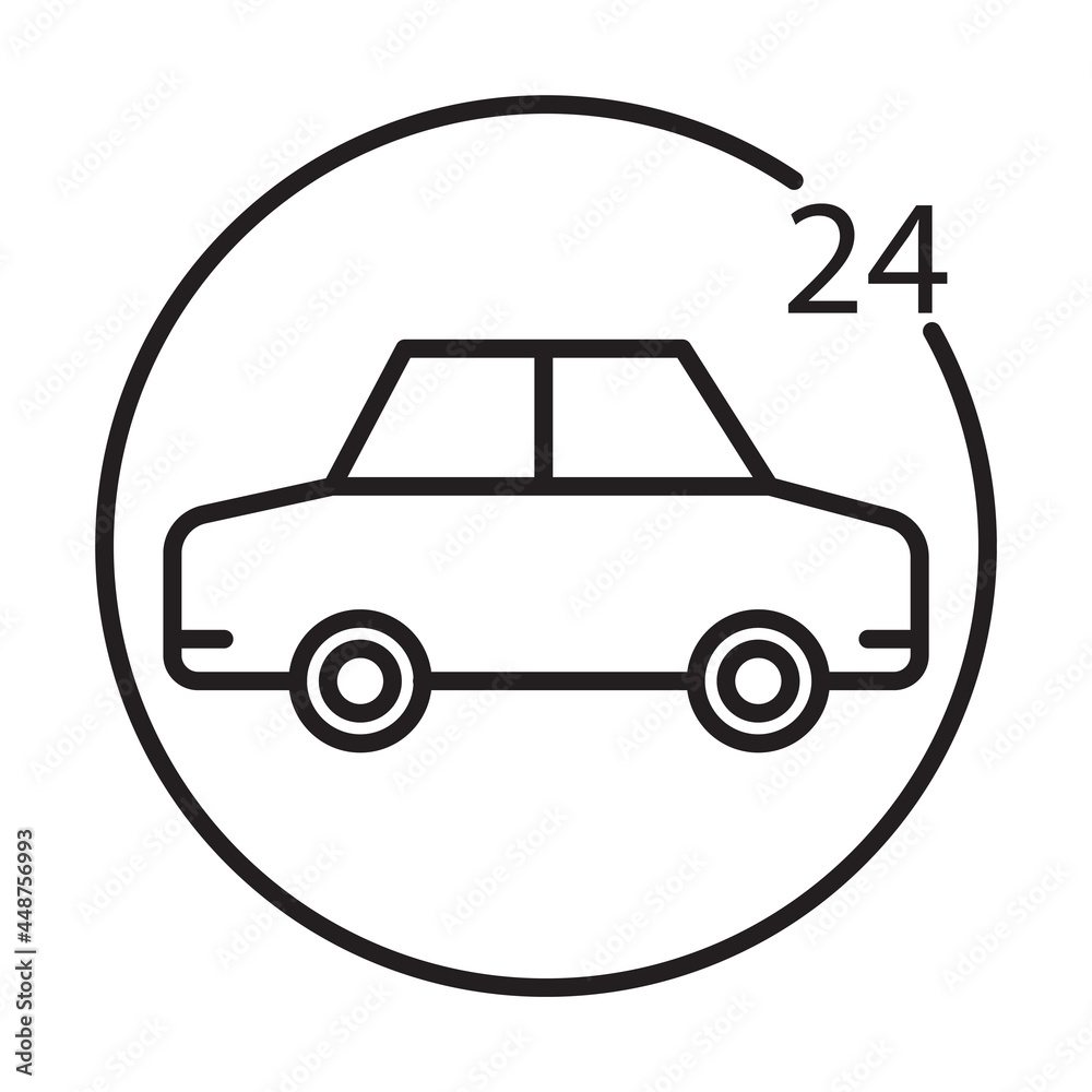 24 hours car service icon vector illustration
