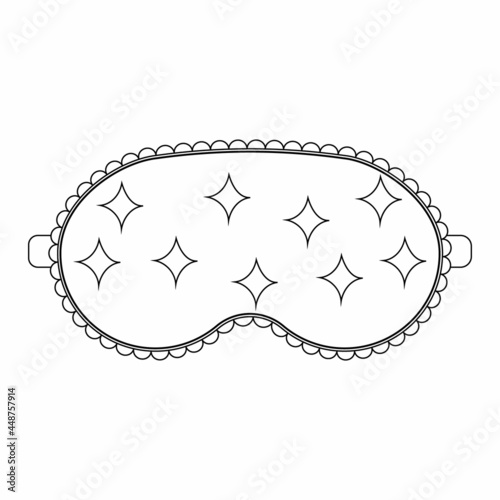 sleep mask with a pattern, black outline, isolated vector illustration