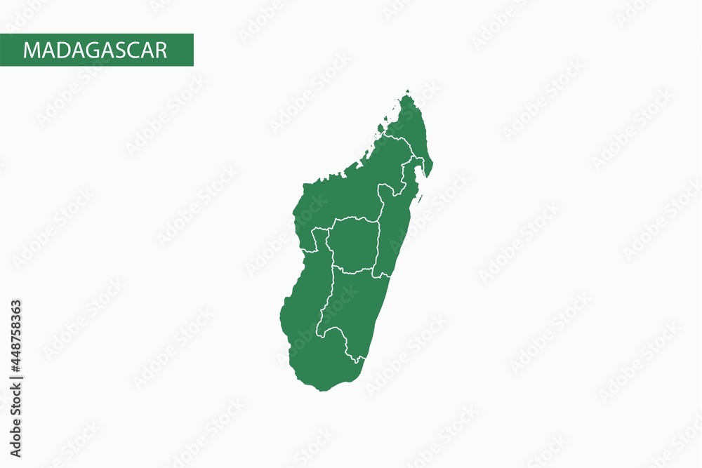 Madagascar green map detailed vector.