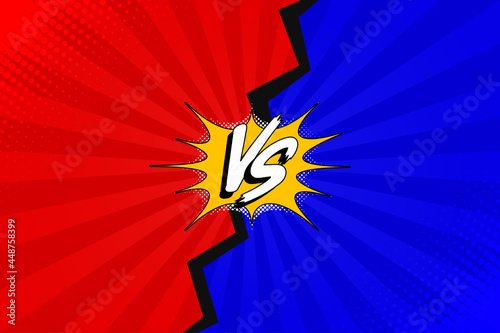 Comic book versus template background in classic pop-art style with halftone dots. Game battle intro. Vector illustration.
