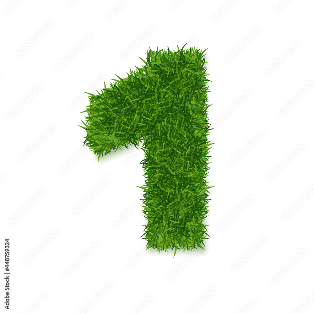 Realistic Detailed 3d Green Grass Number One. Vector Realistic Detailed 3d Green Grass Number One. Vector
