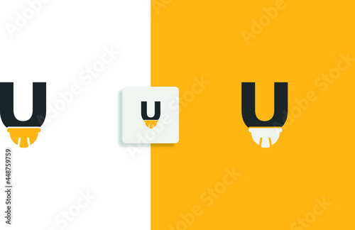   U engineer hat , hog head hats initial letter  logo vector  photo