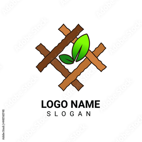 Hash logo design with green leaves