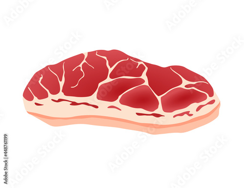 Meat product or raw meat. Illustration for concept product of farmers market or shop. Steak. Cartoon product icon