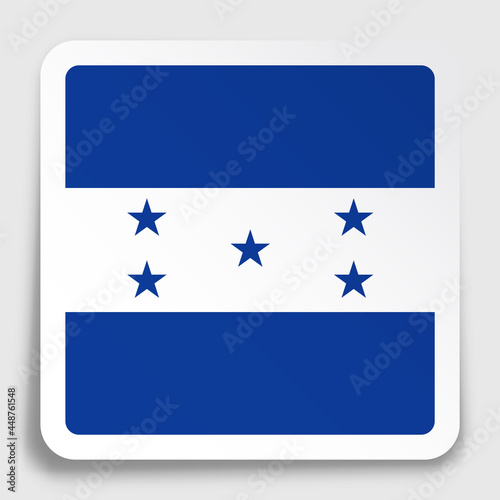 honduras flag icon on paper square sticker with shadow. Button for mobile application or web. Vector