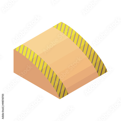Isometric skatepark element, ramp. Infrastructure for sporty mans riding on the skateboard. Modern youth leisure. Recreation playground vector illustration
