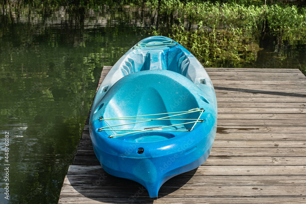 Blue Kayak on dock