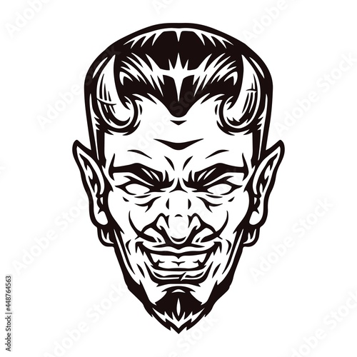 Spooky horned devil head