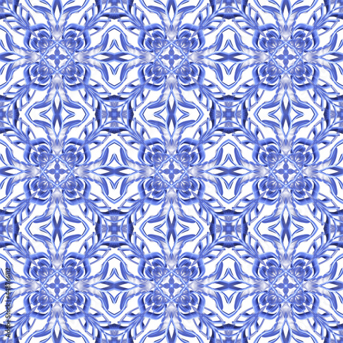 Seamless abstract geometric floral monochrome surface pattern