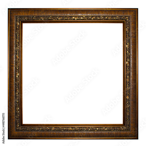 square wooden frame vintage style isolated white background