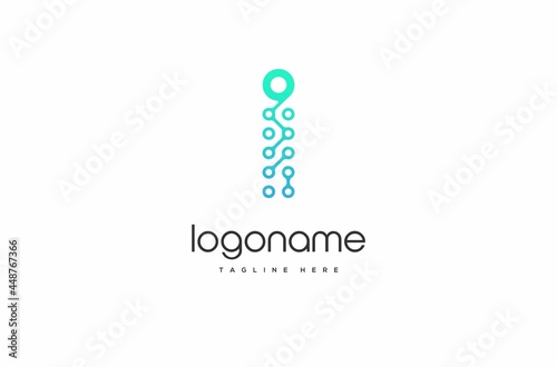 dot technology letter I logo, technology logo. bitcoin logo, security logo, internet logo, connect logo, dynamic logo