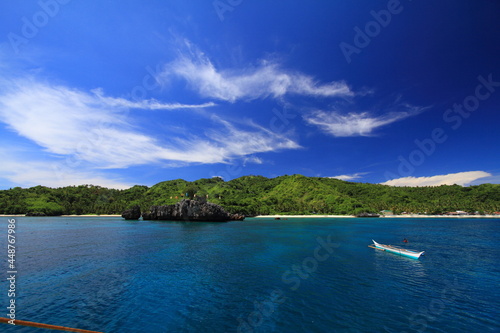 Pristine ocean and island view from a boat in the Philippines © Neil