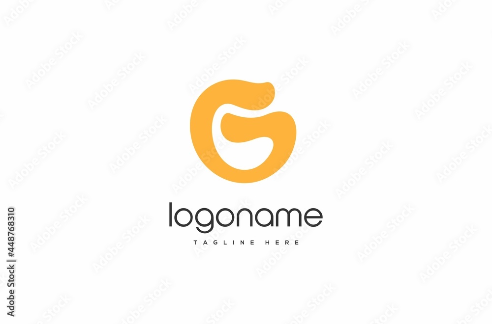 playful abstract letter G logo design, fun logo, fresh logo, yellow logo, modern logo