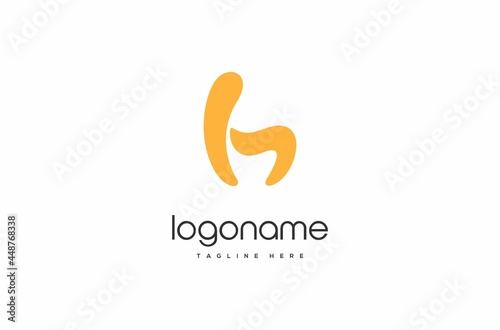 playful abstract letter H logo design, fun logo, fresh logo, yellow logo, modern logo