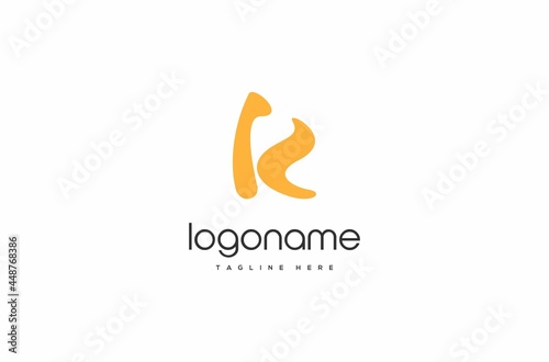 playful abstract letter K logo design, fun logo, fresh logo, yellow logo, modern logo