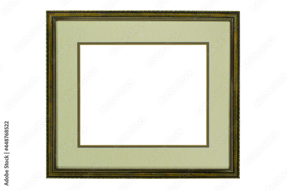 green frame with beige passepartout isolated on white background green frame with beige passepartout isolated on white background
